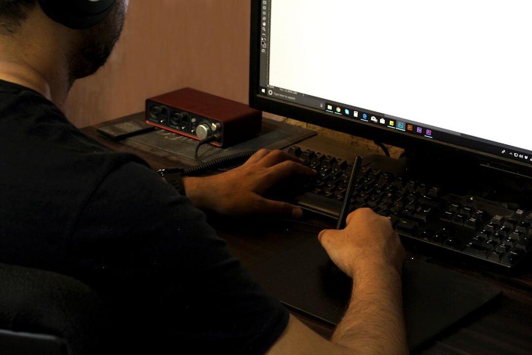 video editor at computer